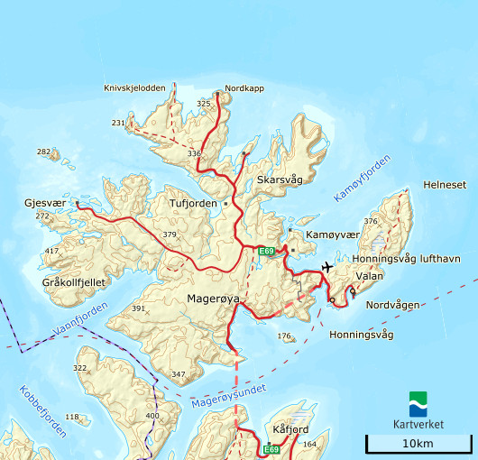 North Cape Sightseeing Map, Magerøya, Norway