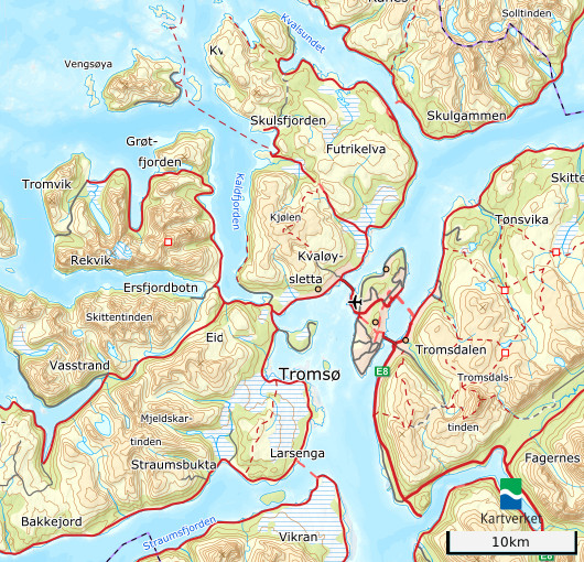 Tromsø Tour Map, Northern Norway - English